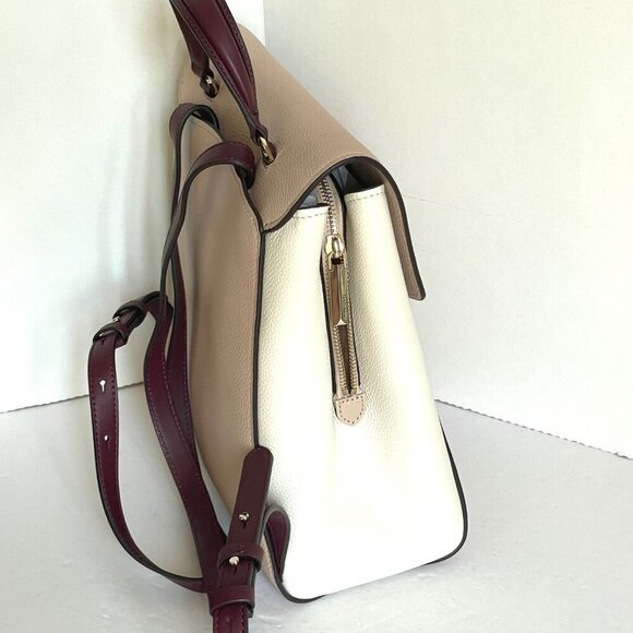 Kate Spade Grace Medium Leather Backpack Beige Colorblock - Picture 7 of 13